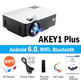 AUN LED Proyector AKEY1/Plus for Home Theater, 1800 Lumens, Support Full HD Mini projector (Optional Android 6 Support 4K Video)