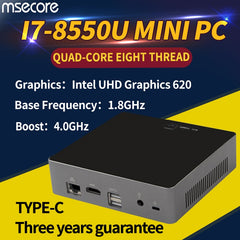 MSECORE 8TH Gen Quad-core I7 8550U Gaming Mini PC Windows 10 Desktop Computer barebone Nettop linux intel UHD620 wifi bluetooth