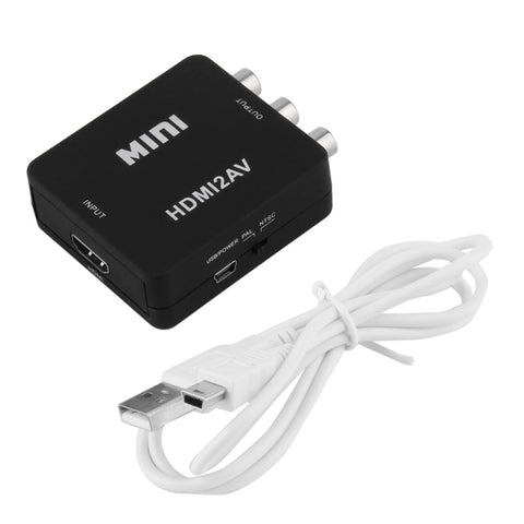 1 Sets NEW Black Mini 1080P HDMI to RCA Audio Video AV CVBS Adapter Converter For HDTV Free Shipping