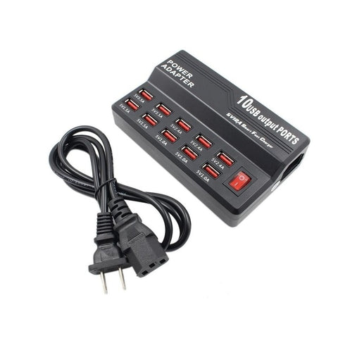 10 Ports USB Hub AC To DC USB Charger 5V 12A Home Travel Fast Charger Multi-functional AC Power Adapter For Tablet Smartphone