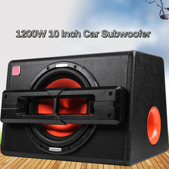 1200W 10 Inch Car Home Trapezoidal Subwoofer Speaker Under Seat Subwoofers Box Powerful Amplifier Car Enclosed Subwoofer System