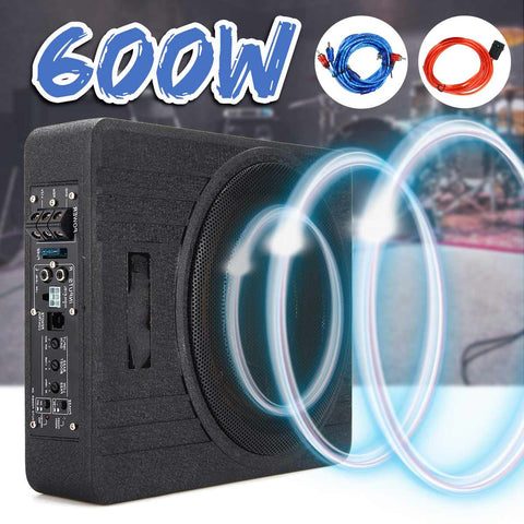 12V 600W 10 inch Under Seat Car Subwoofer Amplifier Vehicle Active Subwoofer Bass Amplifier Speaker Enclosure Car Audio