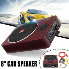 12V 8 inch 600W Wood Car Amplifier Subwoofers Speaker Under Seat Auto Truck Audio Stereo Active Power HIFI Speakers Under Seat
