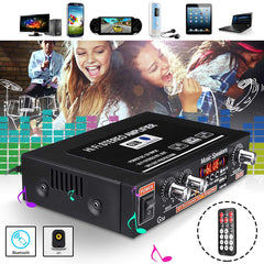 12V HIFI Bluetooth Car Active Power Amplifier Speaker Subwoofer FM Radio Stereo Audio Music Player Support SD USB MP3 DVD