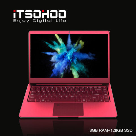 14 inch Windows 10 laptop Metal Notebook computer Red Blue color 8GB RAM intel gaming laptops iTSOHOO Quad core Apollo ultrabook