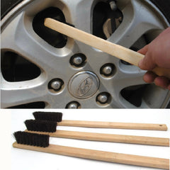 1Pc 40cm Car Engine Tire Wheel Rim Cleaning Brush Long Bamboo Handle Natural Bristl Auto Detailing Washer
