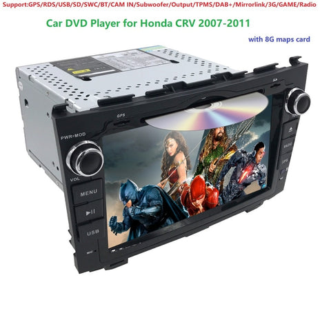 2 DIN Size Car Stereo DVD GPS NAV Radio for Honda CRV CR-V CR V 2007-2011 GPS/RDS/USB/SD/SWC/BT/CAM IN/Subwoofer/Output/TPMS/DAB