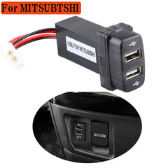 2 Port Car 2.1A Dual USB Charger USB Port Outlet DC 12V 2100mA For Mitsubishi