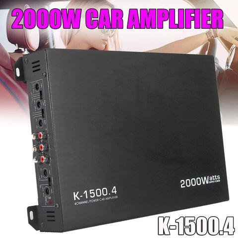 2000 Watt 4 Channel Car Auto Audio Amplifier Power Stereo Amp Aluminum DC 12V Car Amplifiers for Subwoofer