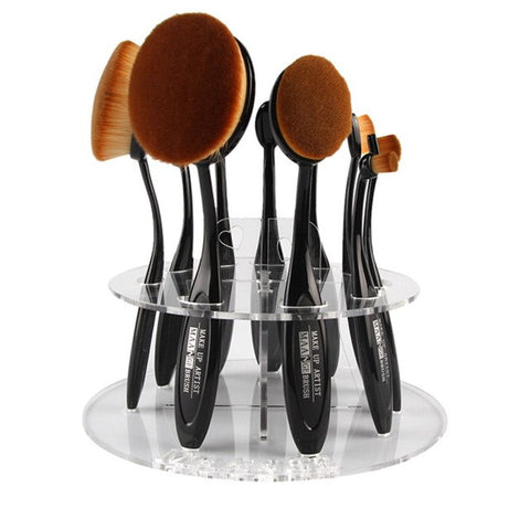 2017 Hot 10 Holes 1pcs Acrylic Makeup Brush Dryer Holder Cosmetic Organizer Make Up Brush Rack Oval Brush Shelf Shipped from USA