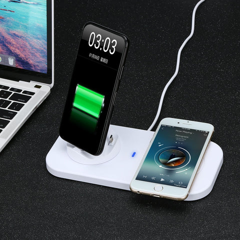 2018 Qi Wireless Charger  USB To 3 IN 1 Cell Phone Charging Station With Wireless Charger Cell Phone Fast Charger For iphone X 8