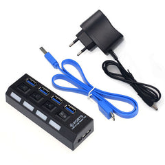 2018 Top sale New 4 Ports USB 3.0 HUB With On/Off Switch Power Adapter For Desktop Laptop EU Just for you 25