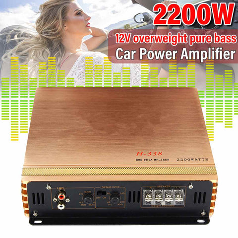 2200W DC 12V 2 Channel Mini HiFi Car Amplifier Board Car Audio Music Player Stereo Subwoofer Speaker Power Amplifier Motocycle