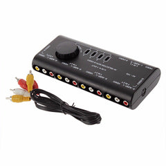 4 in 1 Out AV RCA Box AV Audio Video Signal Splitter 4 Way Selector with RCA Cable For Television DVD VCD TV