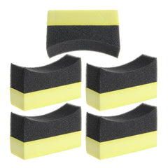 5x Professional Automotive Car Wheel Washer Tyre Tire Dressing Applicator Curved Foam Sponge Pad Black+yellow