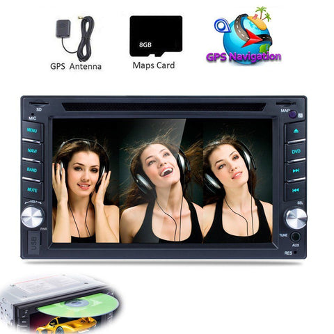 6.2" 2 Din Car Stereo Radio DVD CD Player GPS Navigation FM RDS USB HD Screen Bluetooth Rear View Camera Aux Audio Autoradio