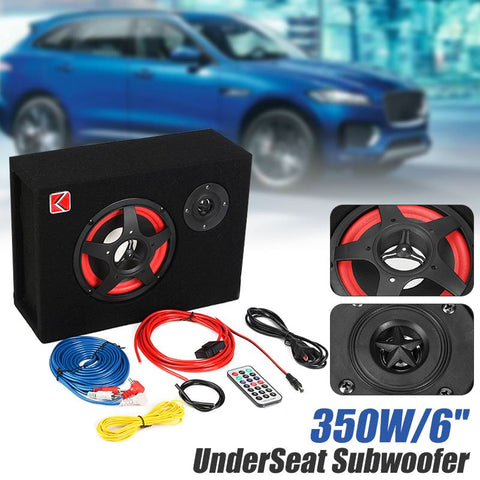 6 Inch 350W Car Subwoofer Under-Seat Car Active Subwoofer Speaker Stereo Bass Audio Powered Car Subwoofers Amplifier Active