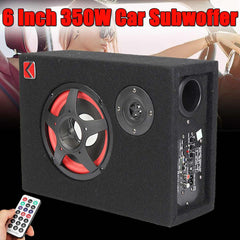 6 Inch 350W Under-Seat Car Active Subwoofer Speaker Stereo Bass Audio Powered Car Subwoofers Amplifier