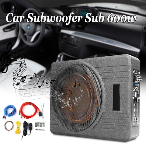 600W 10 Inch 12V Car Under Seat Ultra Thin Active Amplifier Subwoofer Slim Speaker Aplifier with Remove Control Amplifier
