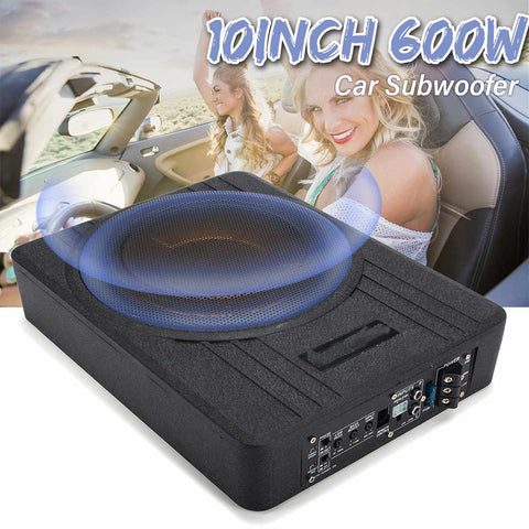 600W 10 inch Ultra-thin Car Subwoofer Amplifier Auto Vehicle Active Super Bass Lound Speaker Car Under Seat Audio Subwoofers
