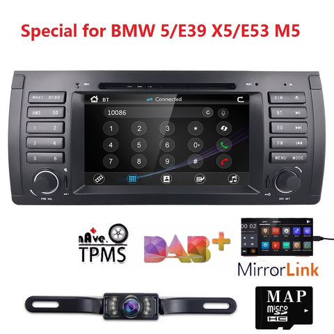 7' wince Car Monitor DVD For BMW E39 E53 X5 With GPS Navigation RDS SD Subwoofer steering wheel Bluetooth DVR DAB+DVB-T FREE MAP