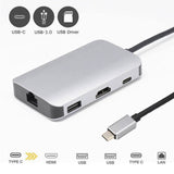 8in1 USB Hub Type-C to HDMI 100M Network Card Docking Station USB-C HUB Type C To HDMI USB3.0 Adapter for Laptop Smart Phone