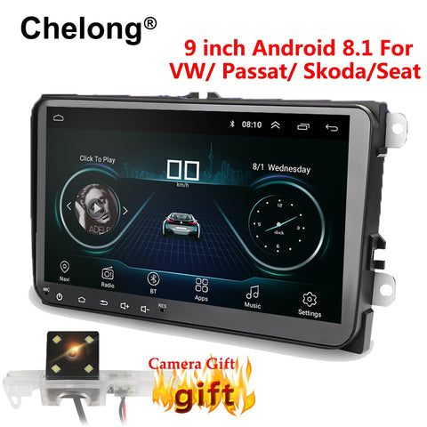 9 inch Android 8.1 Double 2Din Car radio GPS Auto radio 2 Din USB For Volkswagen/Passat/GOLF/Skoda/Seat Wifi bluetooth 2din