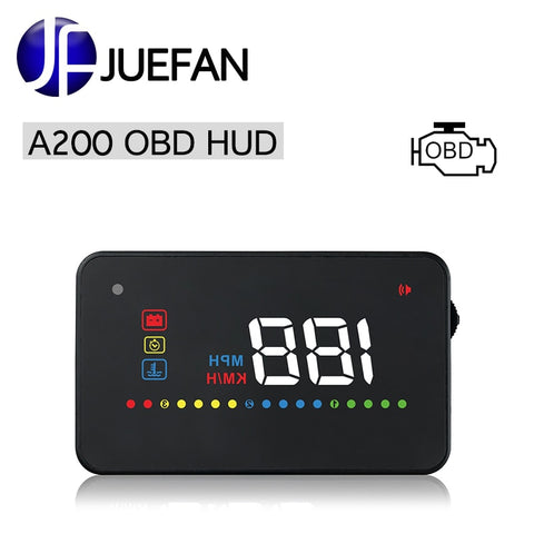 A200 HUD Head Up Display Vehicle OBD2 II EUOBD Speed Exceeds Warning System Projector Windshield Auto Electronic Voltage Alarm