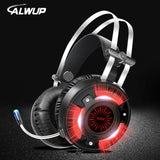 ALWUP A6 Gaming Headphones for Computer PC Games Wired Earphone Led HD Bass USB Gaming Headset for PS4 Xbox one with microphone