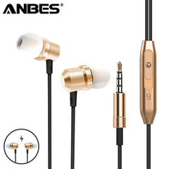ANBES Magnetic Wired Headphones Super Bass Stereo Earphone Metal Sport Headset With Microphone For Samsung Huawei Xiaomi iphone