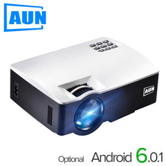 AUN LED Proyector AKEY1/Plus for Home Theater, 1800 Lumens, Support Full HD Mini projector (Optional Android 6 Support 4K Video)