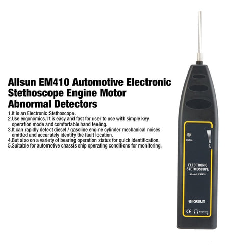 Allsun EM410 Automotive Electronic Stethoscope Engine Motor Abnormal Sound Detectors Repair the Tool for Car Machine