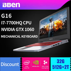 BBEN G16 Win10 Gaming Laptop 1920*1080 IPS Intel I7 7700HQ Kabylake NVIDIA GTX1060 8G/16G/32G RAM Memory +SSD HDD WIFI Backlit