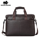 BISON DENIM Genuine Leather Guarantee Briefcase Men Bag 14 inch Laptop Soft Cowhide Messenger Bag Handbag Bag Business N2237-3