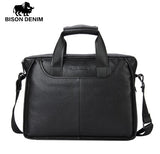 BISON DENIM Genuine Leather Guarantee Briefcase Men Bag 14 inch Laptop Soft Cowhide Messenger Bag Handbag Bag Business N2237-3