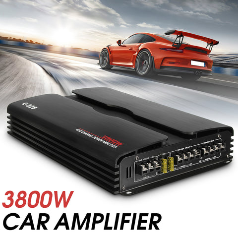 Car Amplifier Subwoofer 3800W RMS 4/3/2 Channel 12/24V Powerful 4ohm Truck Car Amplifier Audio Power Stereo Amp Speaker Black