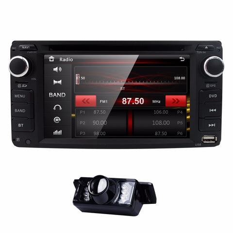 Car in Dash Stereo 2Din GPS DVD Player Navigation Radio support BT/SWC/Rear camera/Subwoofer fit for TOYOTA with LED Backup Cam