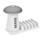 EPULA Hot Sale LED Mushroom Light ABS Universal 5 USB Stand Charging Docking Station For iPhone