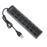 Factory price Hot Selling New 7 Ports LED USB 2.0 Adapter Hub Power on/off Switch For PC Laptop Drop Shipping