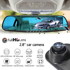 HD 1080P 2.8in LCD Display Screen 90 Degrees Rearview Mirror Dash Cam Camera Video Recorder Night Vision Auto Car Vehicle DVR