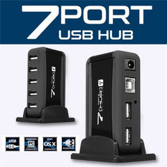 High Speed 7 Port Vertical USB 2.0 Hub AC Power Adapter Multi USB Hub Splitter Desk External For Raspberry Pi PC Notebook Laptop