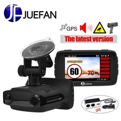 JUEFAN Hot Russia car dvr radar detector dash cam GPS 3 in 1 Multifunction HD 1296P video cam camera speed display reminder gift