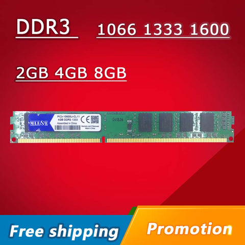 MLLSE RAM DDR3 2GB 4GB 8GB 1066mhz 1333mhz 1600MHZ PC3-8500U PC3-10600U PC3-12800U Desktop PC RAM Memory Memoria DIMM 2g 4g 8g