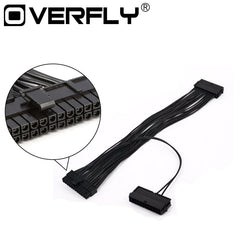 Overfly 30cm 24 pin Dual PSU Power Supply ATX Motherboard Computer Adapter Connector Extension Cable 24+4 Pin Synchronous