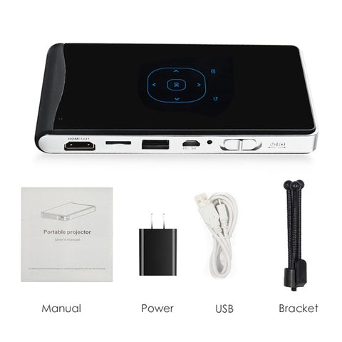 Poner Saund DLP100WM MINI Projector Android Beamer Built-in WIFI Bluetooth, 2000mAH Battery HDMI Support 1080P, Portable Theater