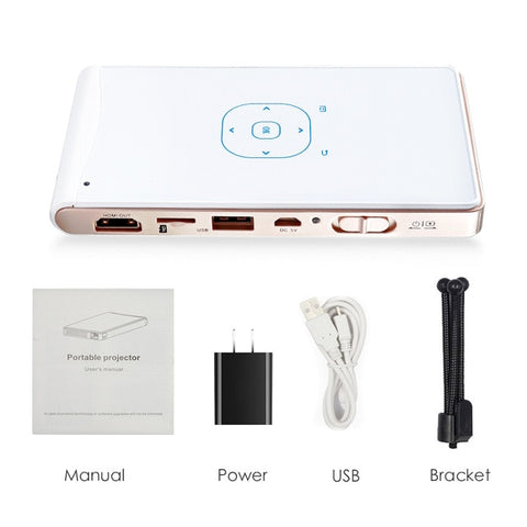 Poner Saund DLP100WM MINI Projector Android Beamer Built-in WIFI Bluetooth, 2000mAH Battery HDMI Support 1080P, Portable Theater