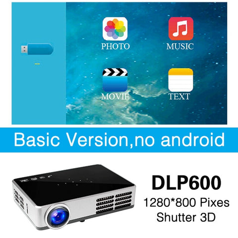 Poner Saund DLP600WIFI Mini projector Portable DLP Full 3D Android Bluetooth 1280*800 WIFI Digital Home theater 1080P HDMI USB