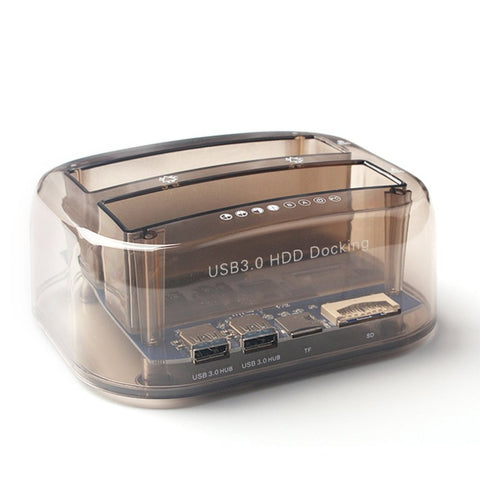 Portable USB 3.0 to SATA Dual Bay External Hard Drive Docking Station for 2.5/3.5 Inch HDD SSD Hard Drive Duplicator Plug & Play
