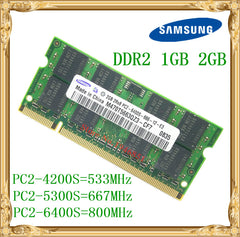 Samsung Laptop memory 1GB 2GB DDR2 533 667 800MHz PC2-4200 5300 6400 Notebook RAM 800 6400S 2G 200-pin
