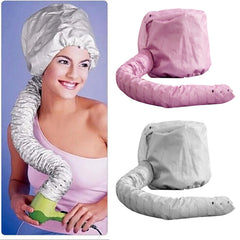 Sliver/Pink Portable Soft Hair Drying Cap Bonnet Hood Hat Womens Blow Dryer Home hairdressing Salon Supply Adjustable Accessory